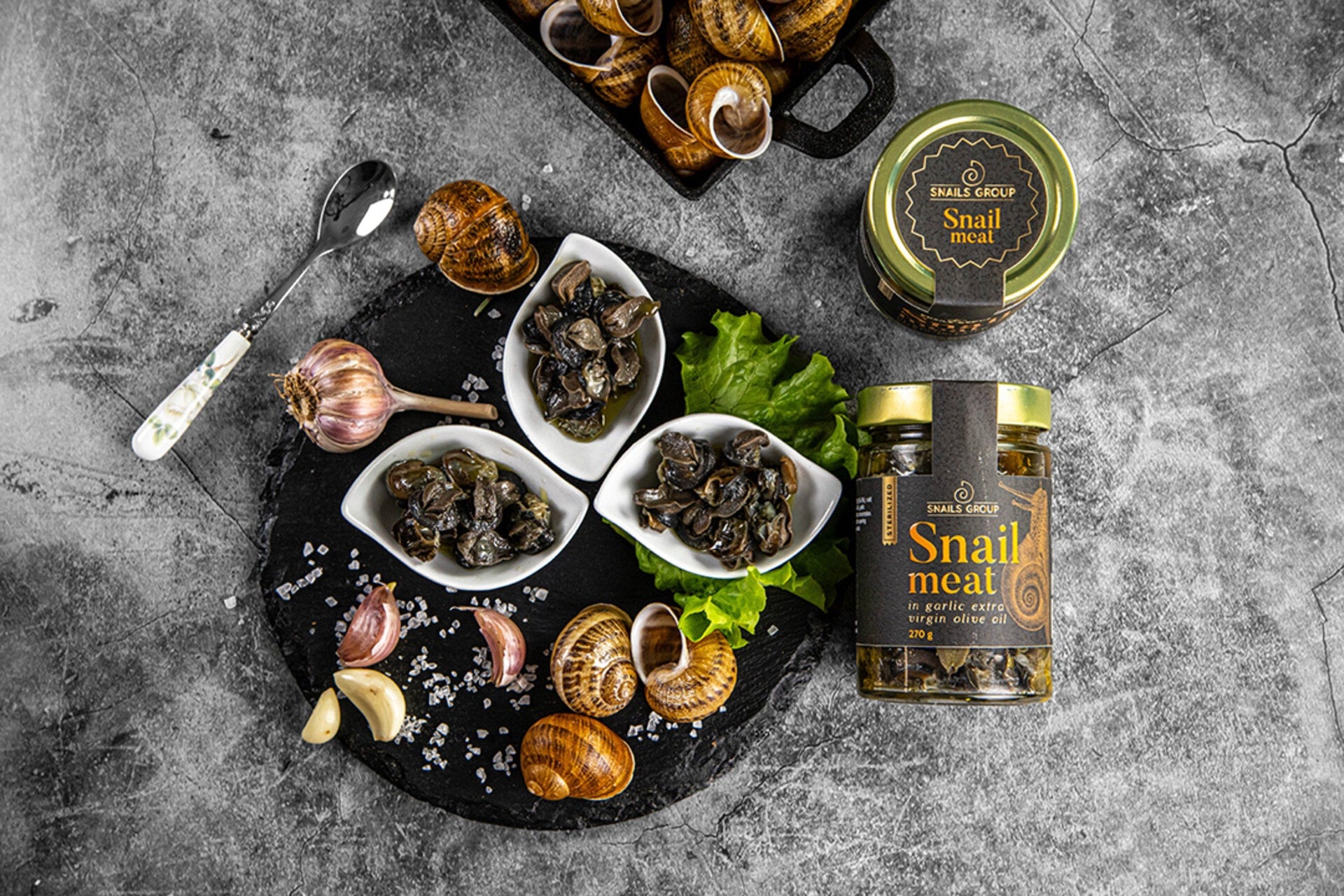 Премимум охлювено месо чеснов зехтин